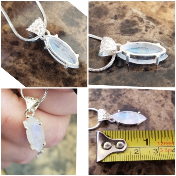 Genuine Faceted 6ct Rainbow Moonstone Necklace - Picture 5 of 5